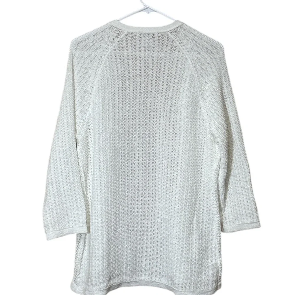 Coldwater Creek, White Soft Ribbon Yarn Cardigan,Size L,Made in Jordan